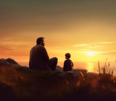father-son-enjoying-outdoors-sunset